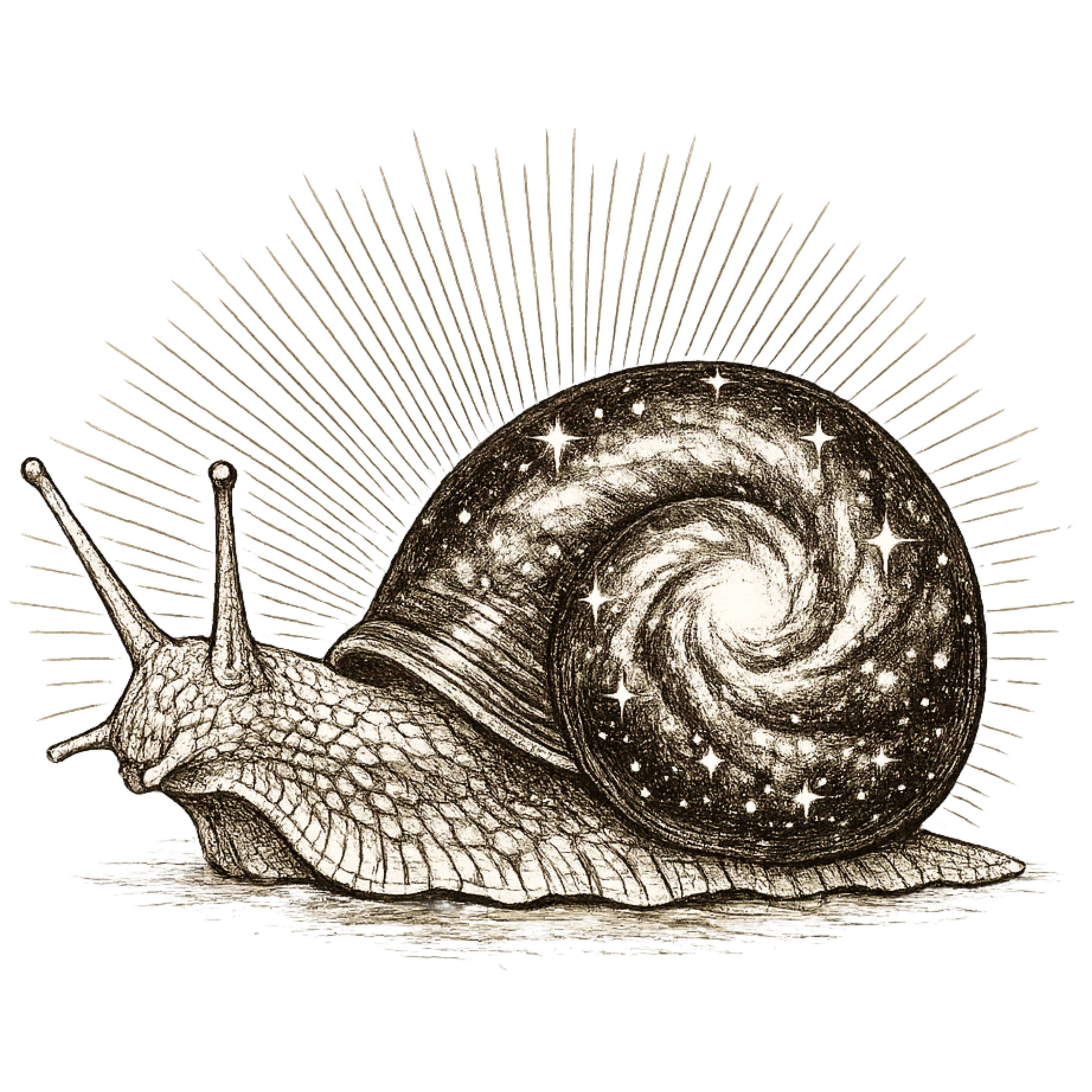 Snail with a galaxy shell on a white background