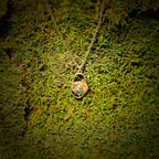 Necklace with a pendant on a green moss background