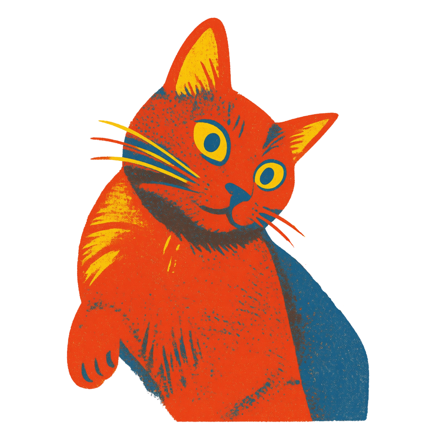 Colorful illustration of a cat on a white background