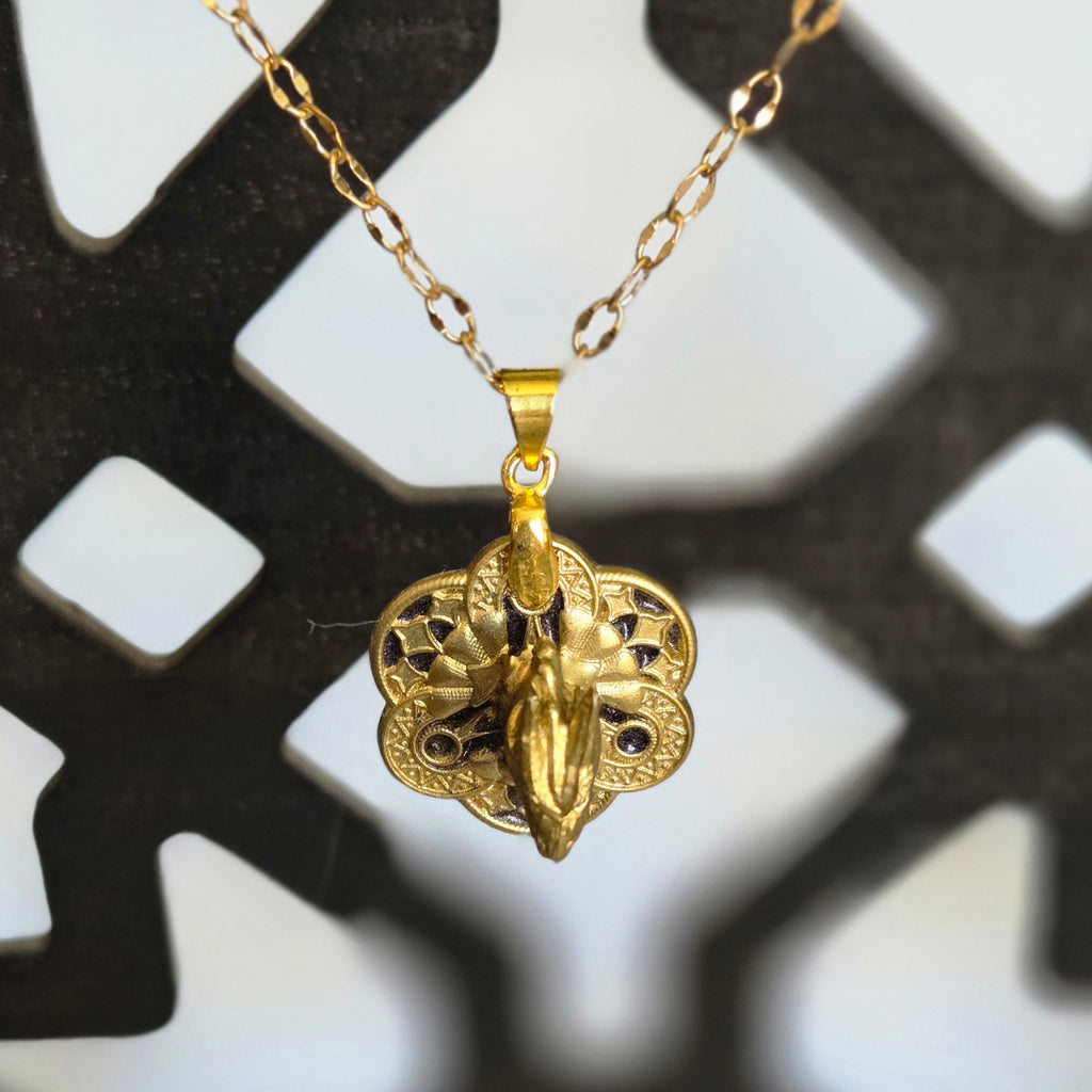 Tidal-Gleam Serpent dragon necklace detail – handmade gold jewelry by Beauty Undiscovered
