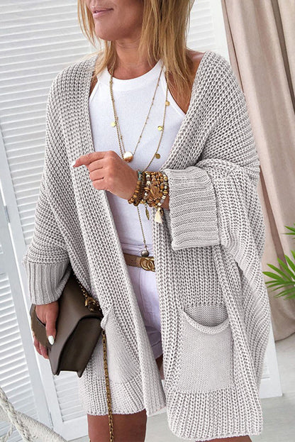 Gray Oversized Open-Front Cardigan