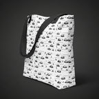 Tote bag with black and white pattern on a white background