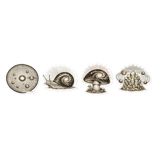 Beauty Undiscovered sepia tone kiss-cut sticker set – vintage art stickers