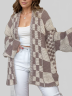 Plaid Open-Front Cardigan