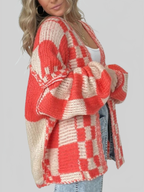 Plaid Open-Front Cardigan