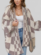 Plaid Open-Front Cardigan