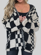 Plaid Open-Front Cardigan