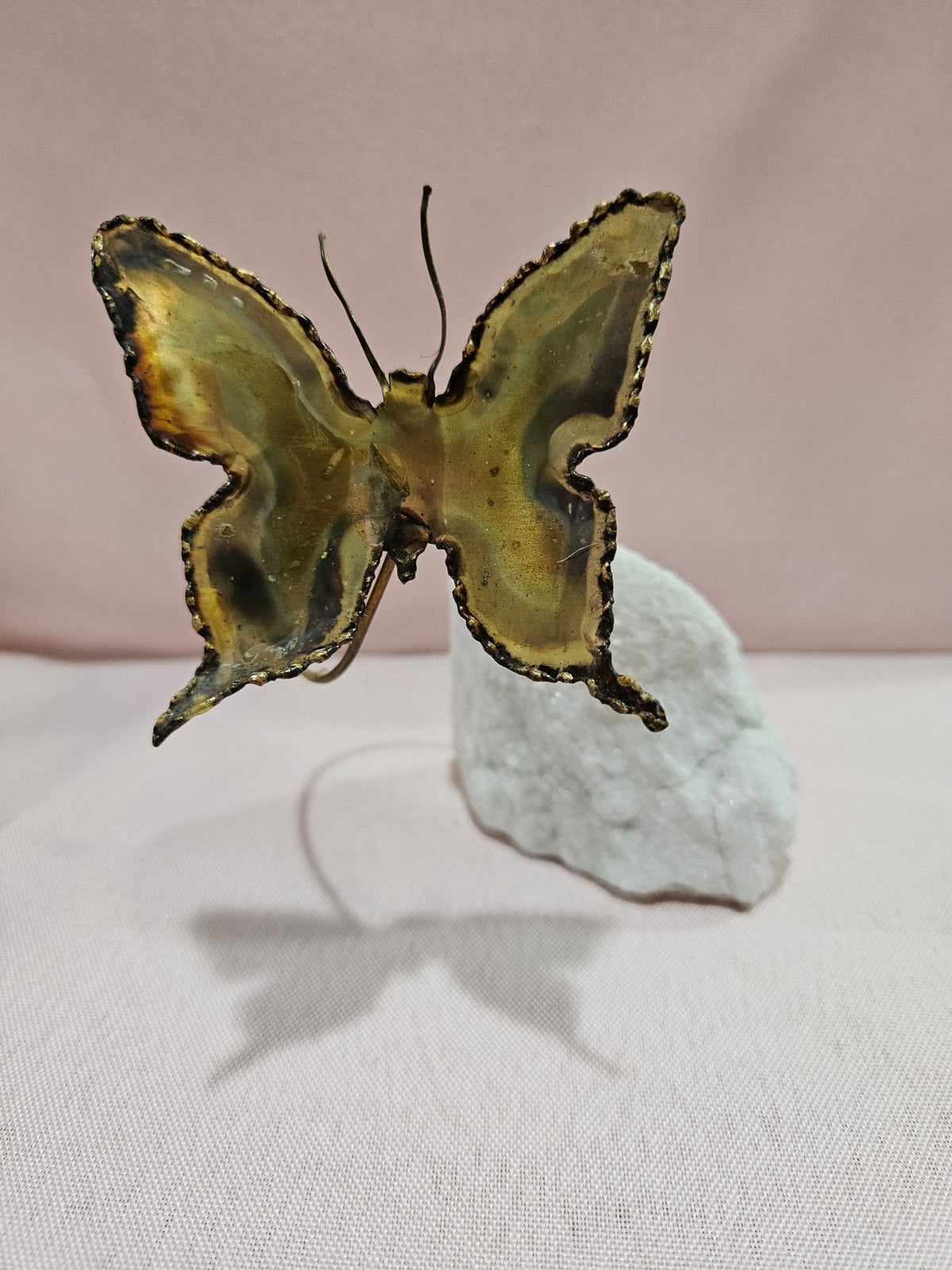 Brass Butterfly on Mineral Stone