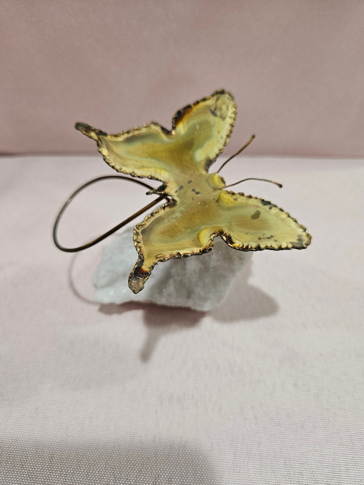 Brass Butterfly on Mineral Stone