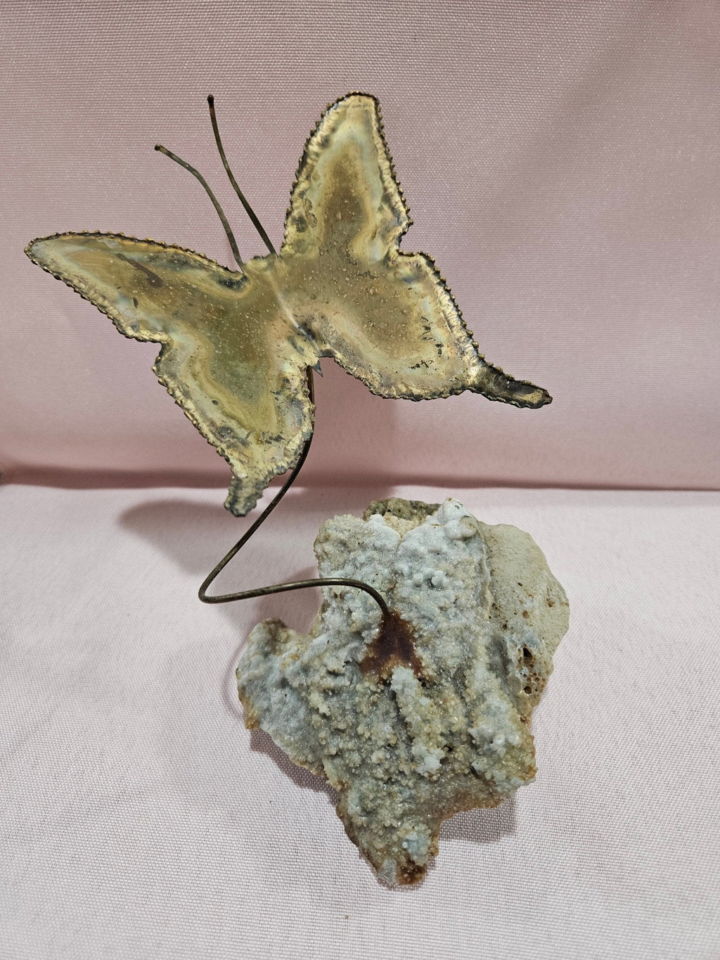 Brass Butterfly on Mineral Stone