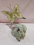 Brass Butterfly on Mineral Stone