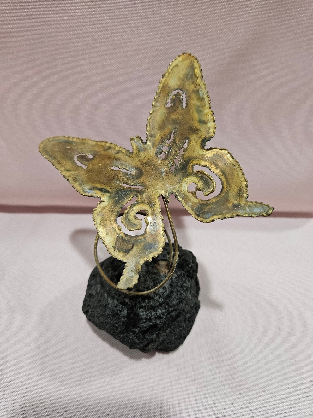 Brass Butterfly on Mineral Stone