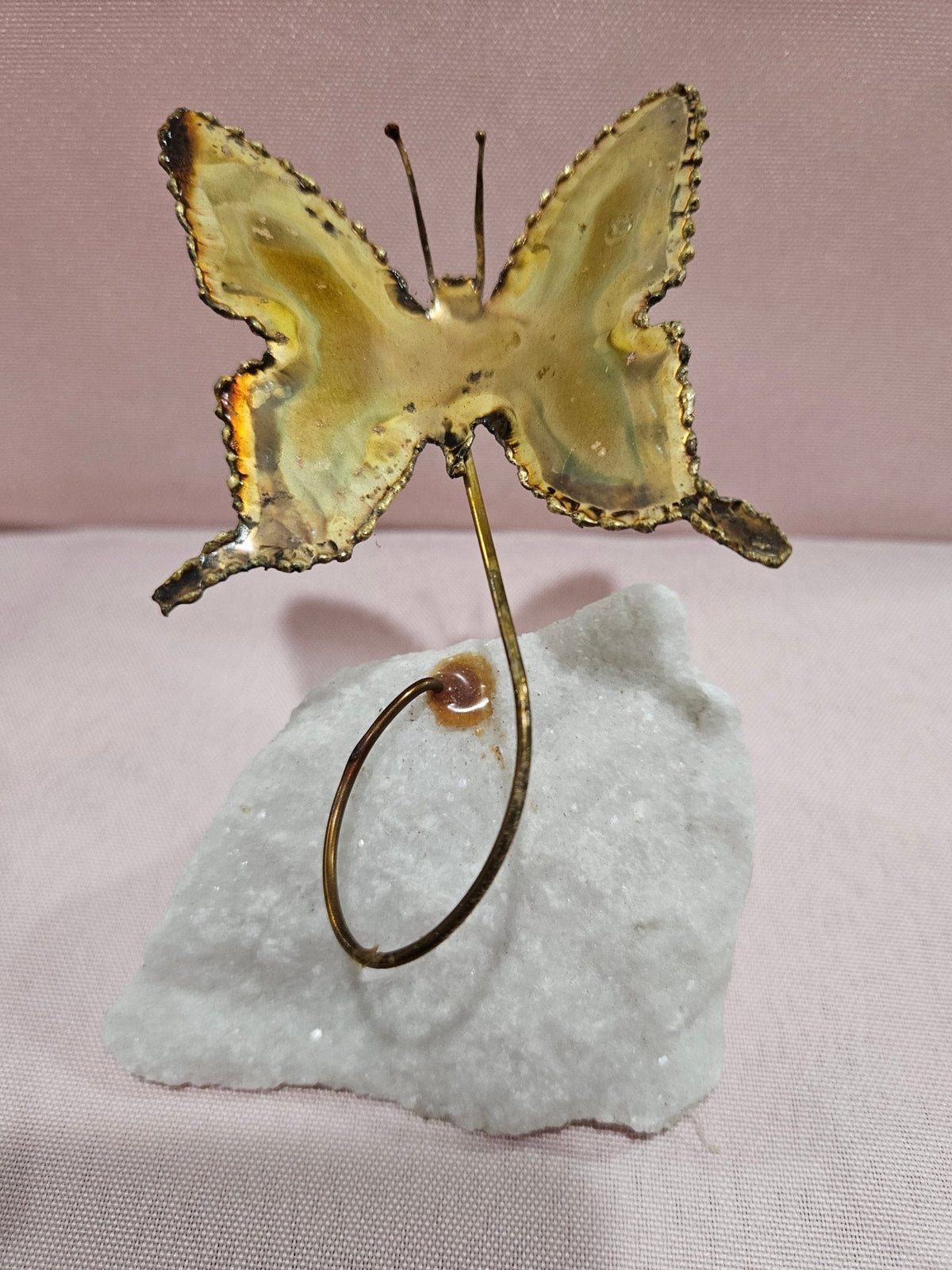 Brass Butterfly on Mineral Stone
