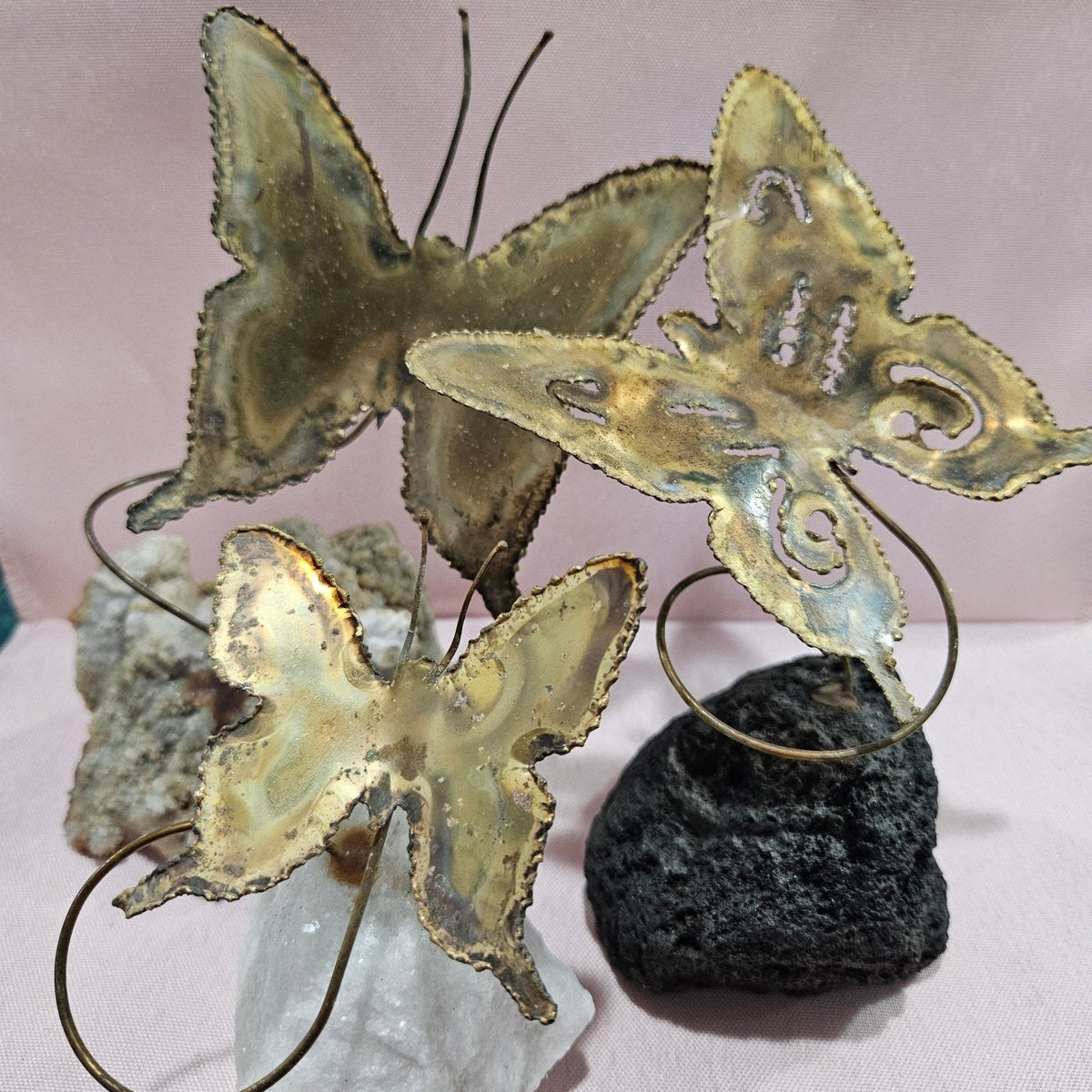 Brass Butterfly on Mineral Stone